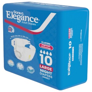 Elegance Adult Diapers Large Night 10 Pieces