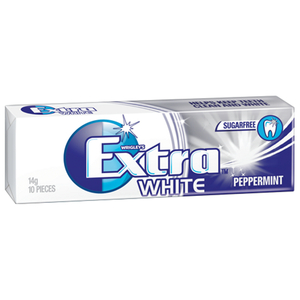 Wrigley's Extra Gum White Peppermint Sugar Free 10 Pieces 14G