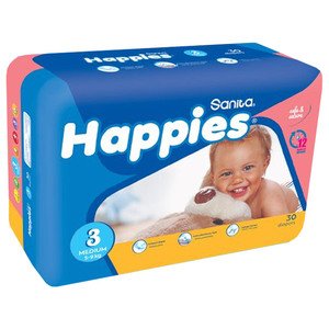 Happies Diapers Size 3 5-9Kg 30 Pieces