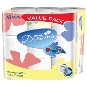 Sanita Dreams Family Toilet Paper 200 Sheets 18 Rolls