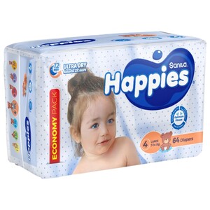 Happies Diapers Economy Pack Size 4 7-14Kg 64 Pieces