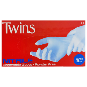 Twins Nitrile Disposable Gloves Blue Large 100 Pieces