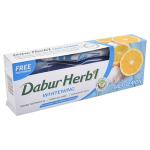 Dabur Herbal Toothpaste Salt & Lemon 150G + Free Toothbrush