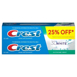 Crest Toothpaste 3D White Extreme Mint 125Ml X2 -20% Off