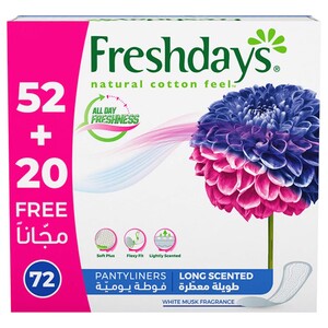 Freshdays Pantyliners Long Scented 52+20 Free