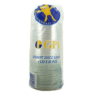 Gpi Plastic Dessert Cups With Lid 250Cc 25 Pieces