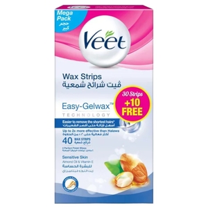 Veet Wax Strips Sensitive 30S+10S Free