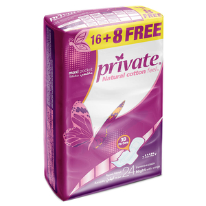 Private Feminine Pads Maxi Pocket Night 16+8 Free