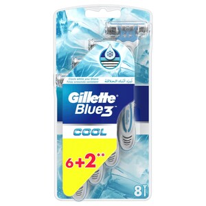 Gillette Blue 3 Cool Disposable Razor 6 Pieces + 2 Free