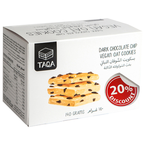 Taqa Dark Chocolate Chip Vegan Oat Cookies 140G -20% Off