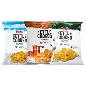 Master Kettle Cooked Potato Chips Sea Salt + Sea Salt & Vinegar + Honey 76G