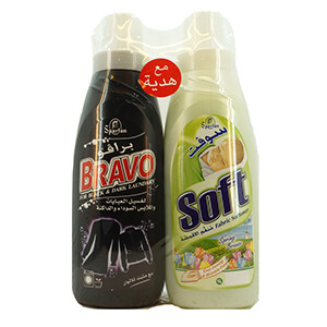 Bravo Gel Black & Dark Laundry 1L +Soft 1L Free