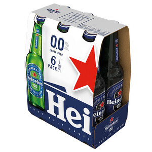 Heineken Lager Beer Bottles 0.0%Alc Vol 25Cl X6