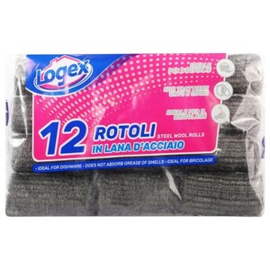 Logex Steel Wool Rolls 12 Pieces