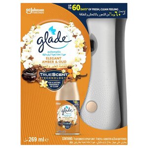 Glade Truescent Technology Automatic Air Freshener Spray Elegant Amber & Oud Scent