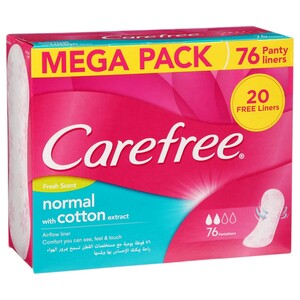 Carefree Cotton Pantyliners Normal Fresh Scent 56 + 20 Free