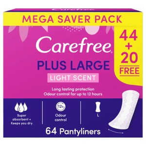 Carefree Pantyliners Plus Large Light Scent 44 + 20 Pieces