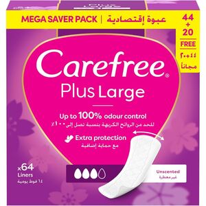 Carefree Daily Panty Liners Large Unscented Pack Of 64