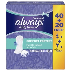 Always Daily Liners Comfort Protect 40+20 Free