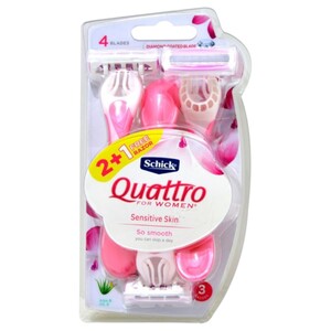 Schick Quattro Razors Sensitive Skin 2+1 Free
