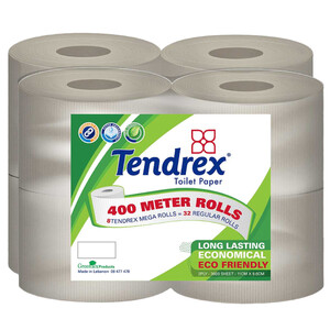 Tendrex Toilet Paper Eco Green Long Lasting 8 Rolls