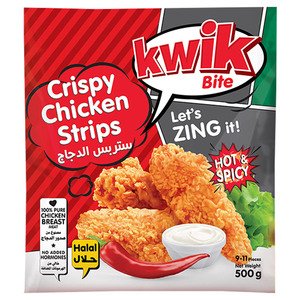 Kwik Bite Frozen Crispy Chicken Strips Hot & Spicy 9-11 Pieces 500G