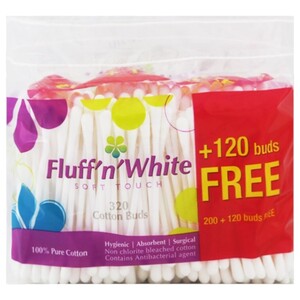 Fluff'n White Cotton Buds 200+120 Free