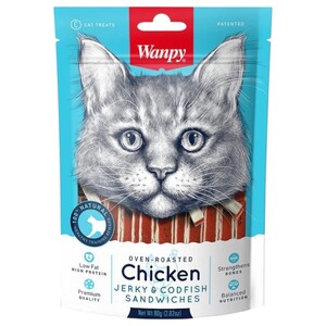 Wanpy Cat Sandwiches Chicken Jerky Codfish 80G