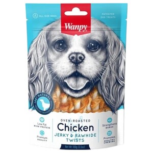 Wanpy Dog Twists Chicken Jerky & Rawhide 100G