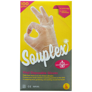 Souplex Gloves Vinyl Lightly Powdered 100U Large