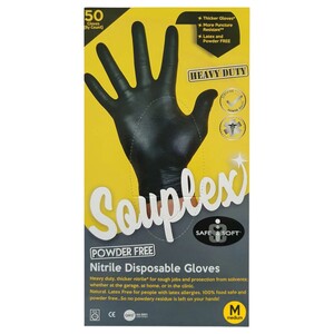 Souplex Gloves Nitrile Black Medium 50 Pieces