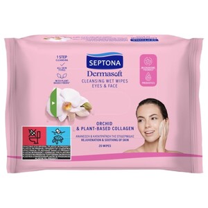 Septona Daily Clean Wipes Eyes And Face Orchid 20 Pieces