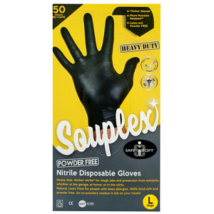 Souplex-Disp Gloves Nitrile Black H.D 50U Large
