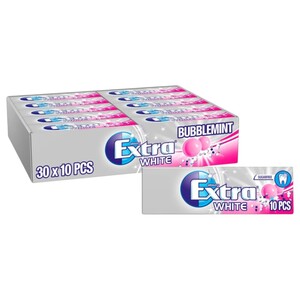 Wrigley's Extra Gum White Bubblemint 10 Pieces 14G X30