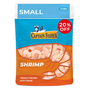 Captain Fisher Cooked Shrimps Small Peeled T/Off 51/60 -20% 400G