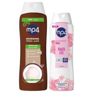 Mp4 Shampoo Coconut 650Ml + Shower Gel Powder Love 300Ml