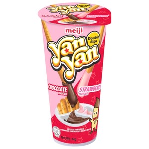 Meiji Yan Yan Biscuit Snack With Chocolate & Strawberry Dip 44G