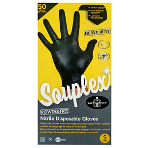 Souplex-Disp Gloves Nitrile Black H.D 50U Small