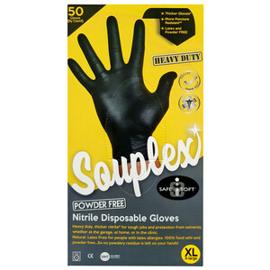 Souplex Gloves Nitrile Black Heavy Duty 50U Xlarge