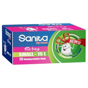 Sanita Biodegradable Trash Bags Small 15L 20 Pieces