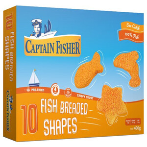 Captain Fisher Frozen Breaded Fish Shapes 10 Pieces 400G