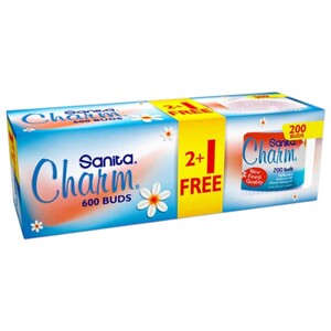 Sanita Charm Cotton Buds 200 Pieces 2+1 Free