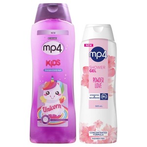 Mp4 Kids Shampoo 2In1 Unicorn 650Ml + Shower Gel Powder Love 300Ml Free