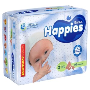 Happies Diapers Economy Pack Size 2 3-6Kg 92 Pieces