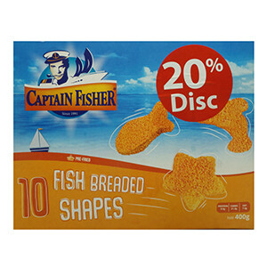 Captain Fisher Breaded Shapes 400G 20%Off