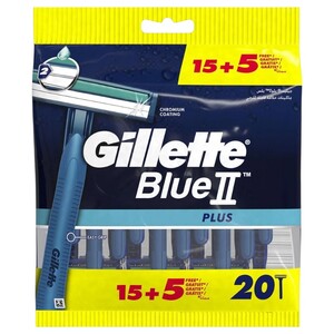 Gillette Blue Ii Plus Disposable Razor 15 Pieces + 5 Free