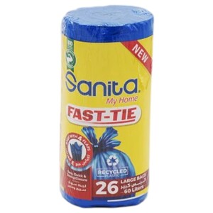 Sanita Fast Tie Trash Bags Large 26 Pieces
