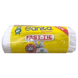 Sanita Fast-Tie Trash Bags Small White 26 Pieces