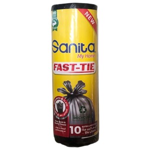Sanita Fast-Tie Trash Bags X-Large 10 Pieces