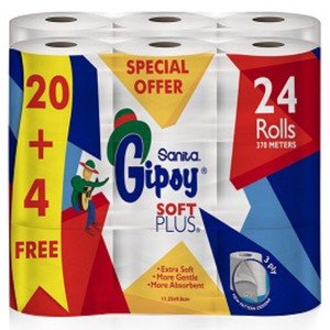Gipsy Soft Plus Toilet Paper 24 Rolls 20+4 Free